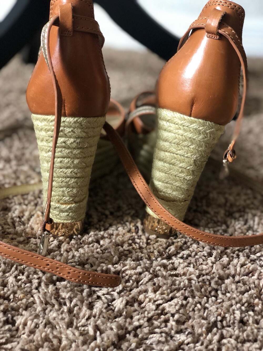 Sam Edelman Turner Leather Peep-Toe Espadrille Wedge Sandals - Picture 3 of 13
